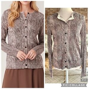 NWT Loft Cardigan Snakeskin Print Sweater Pink Brown S Lightweight Chic Office